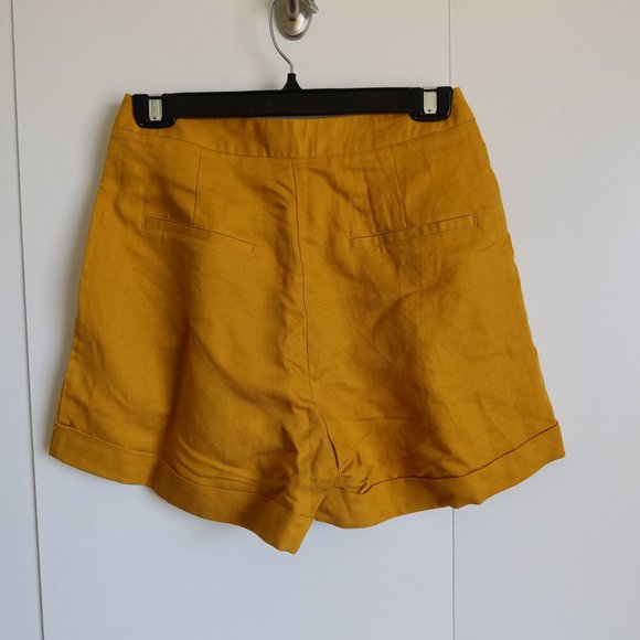 Brand New Mustard Yellow Paper Bag Shorts - Picture 3 of 6